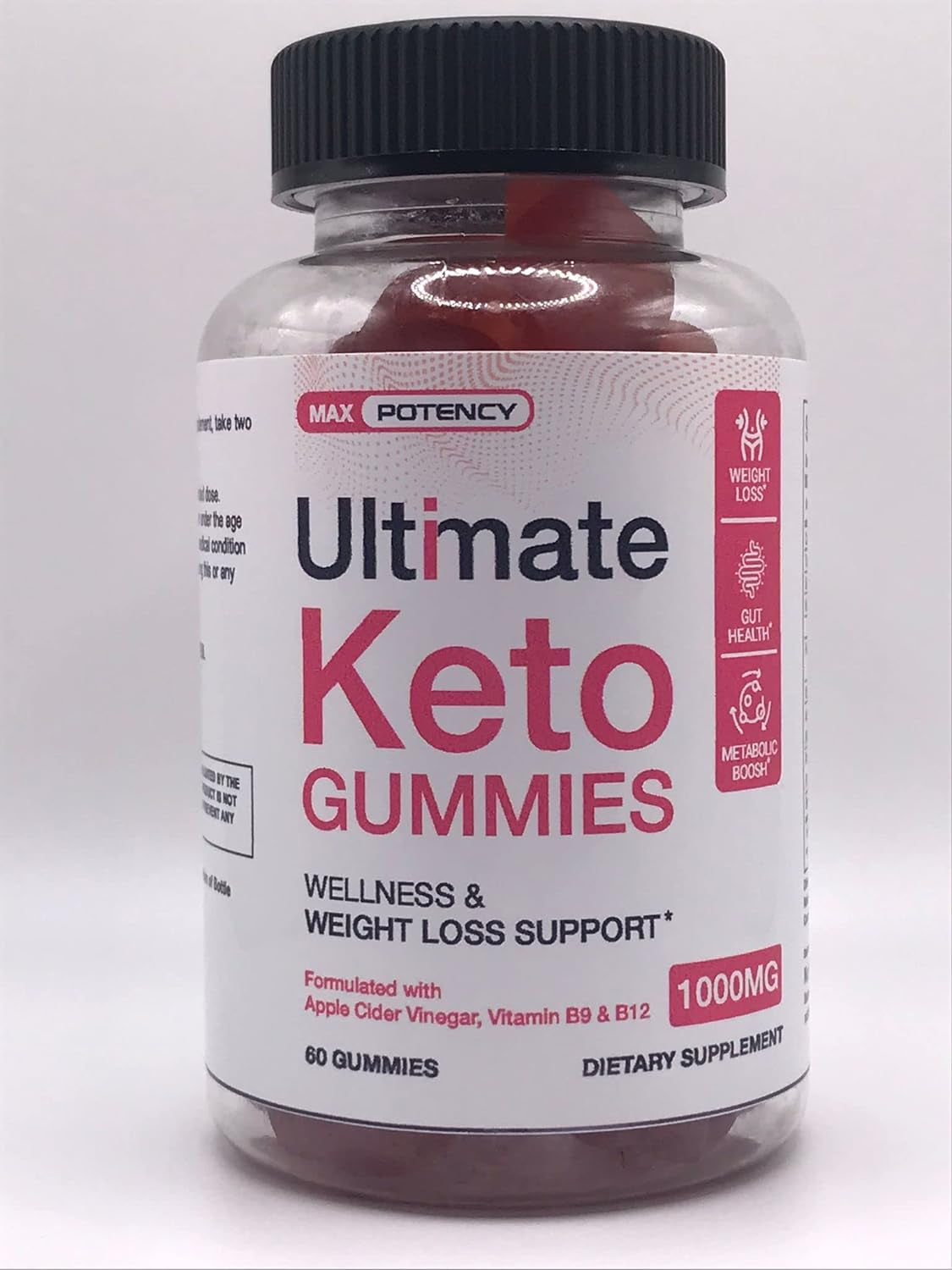 Zonata (1 Pack) Ultimate Ketos ACV Gummies, Ultimate Ketosis Gummy Bears, 60 Count