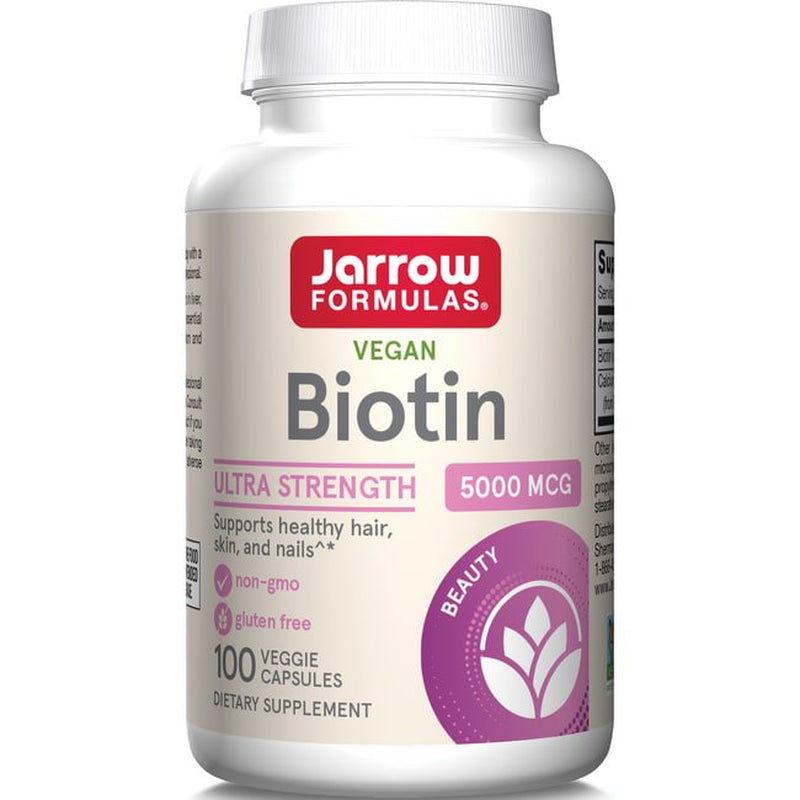 Jarrow Formulas Biotin 5000Mcg, Energy Production, Skin and Hair Support, 100 Caps