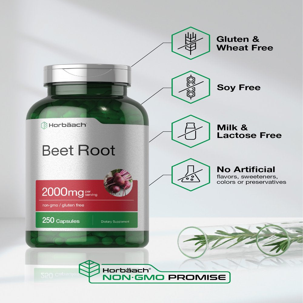 Beet Root Capsules 2000Mg | 220 Pills | Non-Gmo and Gluten Free | by Horbaach