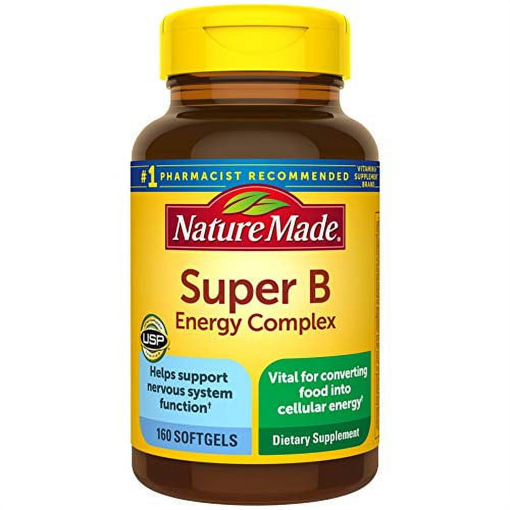 Nature Made Super B Energy Complex, Dietary Supplement for Brain Cell Function Support, 160 Softgels, 160 Day Supply