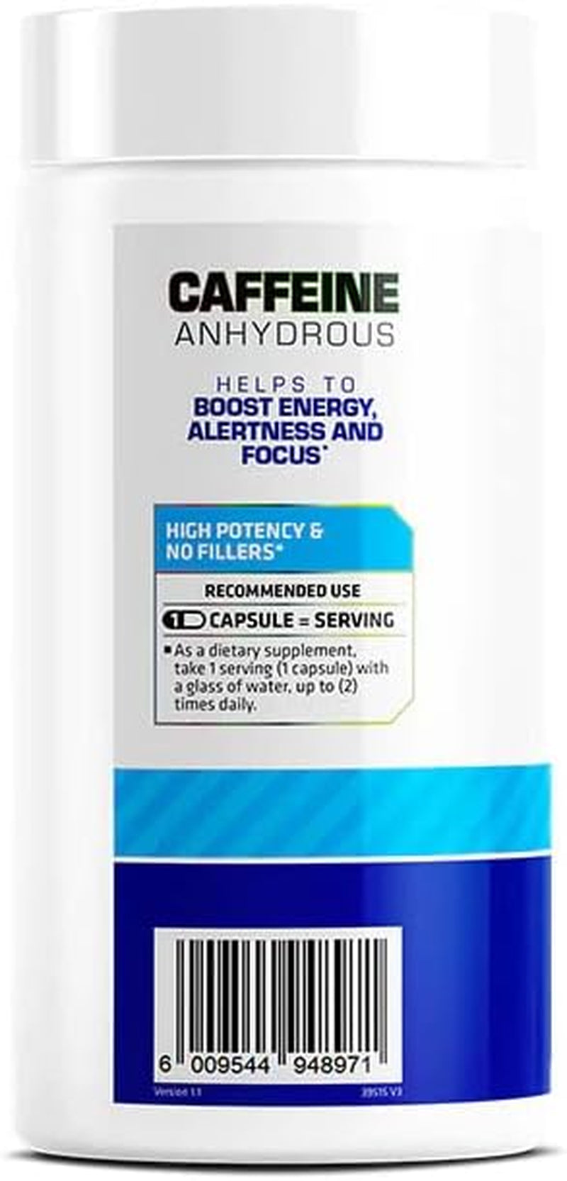 USN Caffeine - Boost Energy, Alertness, and Focus - 200Mg per Serving, 100 Easy to Swallow Capsules