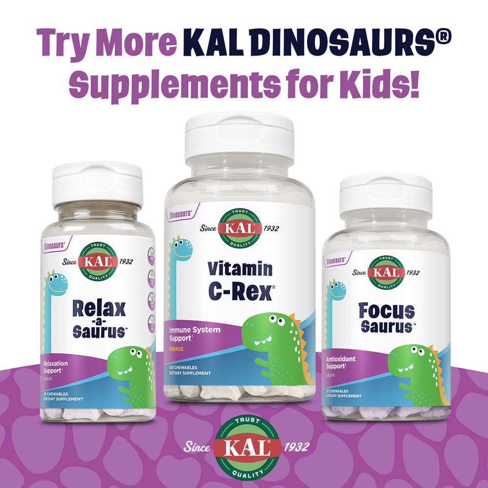 KAL Kids Multisaurus Vitamins & Minerals | Mixed Berry Flavor | Childrens Once Daily Multivitamin | 90 Chewables