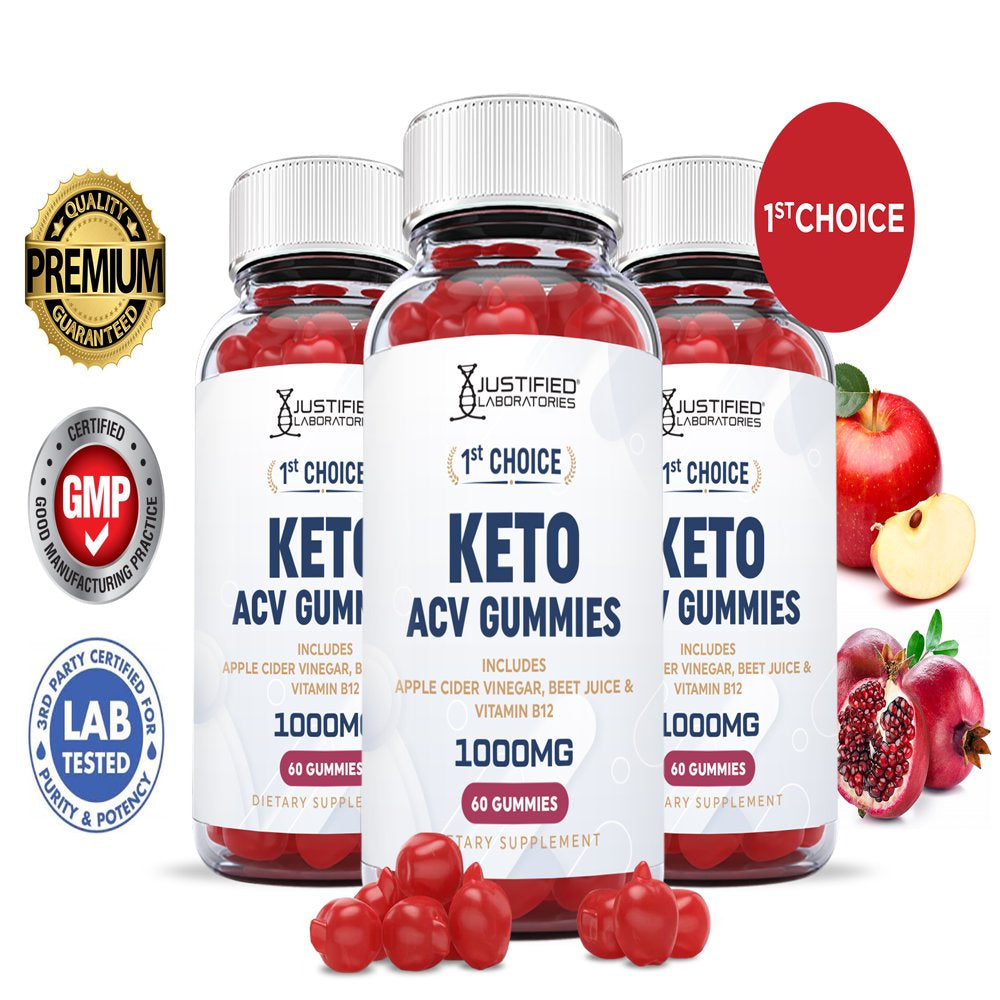 (3 Pack) 1St Choice Keto ACV Gummies 1000MG Dietary Supplement 180 Gummys