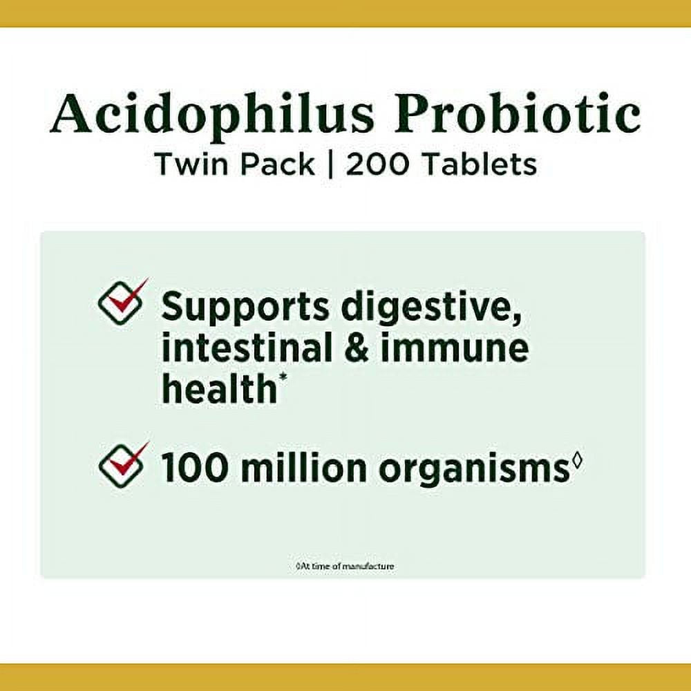 Acidophilus Probiotic by Nature'S Bounty, Dietary Supplement, for Digestive Health, Twin Pack, 200 Tablets