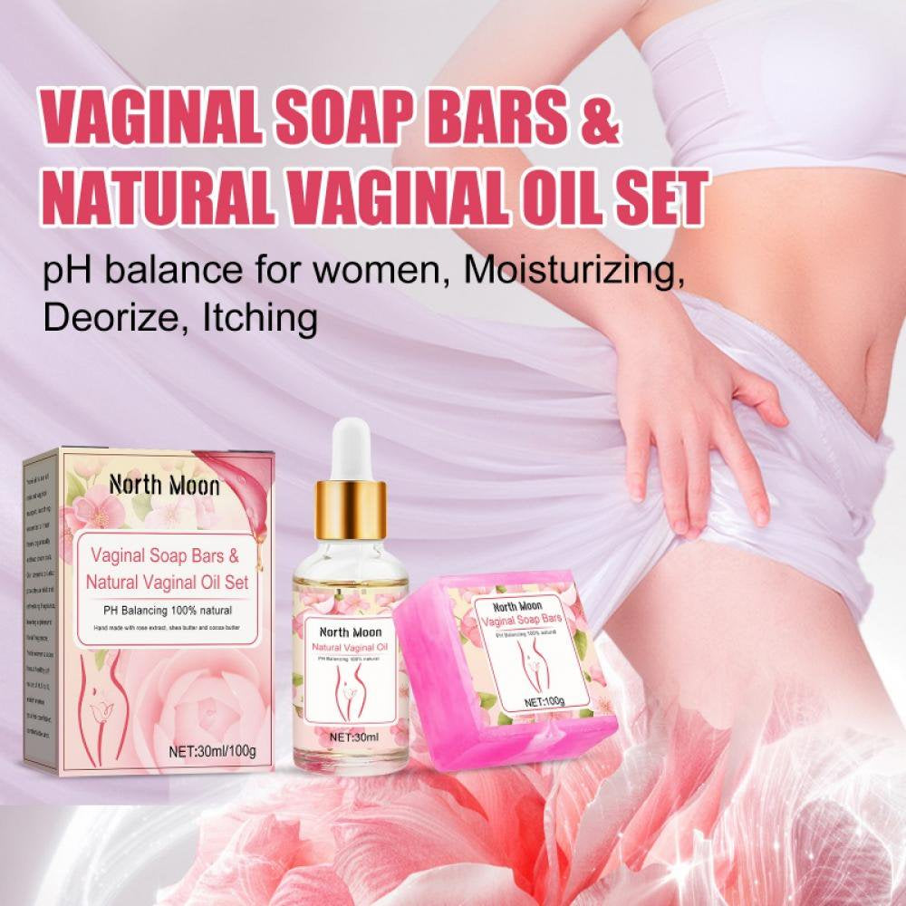 Soap Bars & Natural Yoni Oil Set Natural Yoni Oil Vaginal Wash for Women Feminine Wash Vaginial Deodorants Ph Balance Elimina