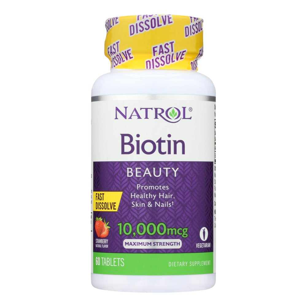 Natrol Biotin 10,000 Mcg Fast Dissolve Tablets, Strawberry 60 Ea