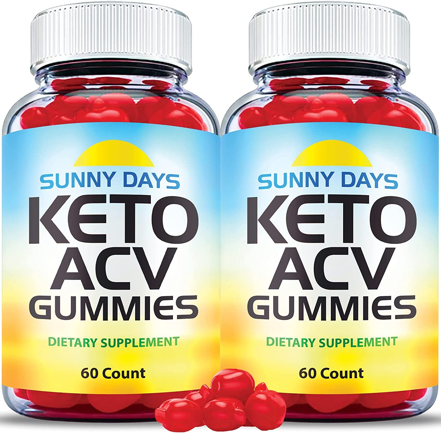 (2 Pack) Sunny Days Keto ACV Gummies - Official Formula, Vegan, Non Gmo - Sunny Days Keto plus ACV Gummies, Sunny Days ACV Gummies Weight with Apple Cider Vinegar, Vitamin B12, Keto ACV (120 Gummies)