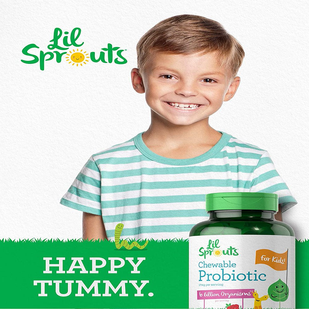 Chewable Probiotics for Kids | 200 Tablets | Natural Raspberry Flavor | by Lil' Sprouts