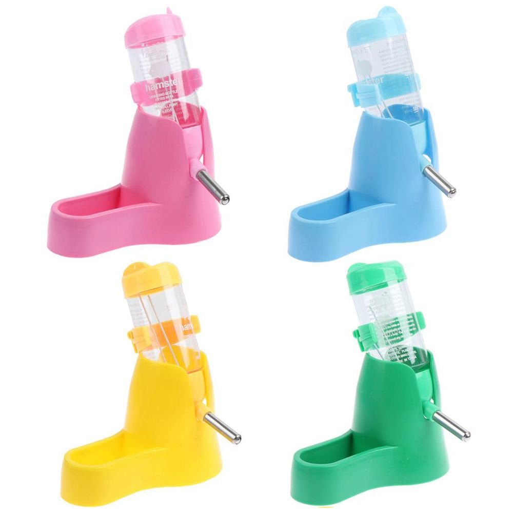 Hanging Guinea Pig Small Animals with Base Rabbit Water Bottle Hamster Food Container Water Feeding Bottles Hamster Water Bottle PINK