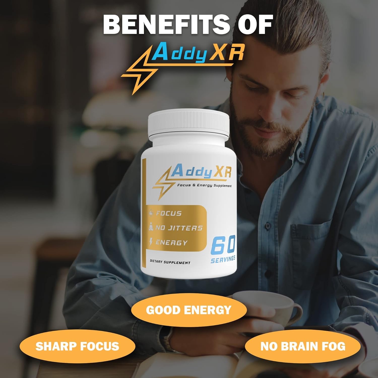 Addyxr - Focus & Energy Supplement - Brain Booster - Early Bird Morning Cocktail - Support Adderall - Focus, Energy, and Memory Support Vitamins - 60 Day Supply (60 Capsules)