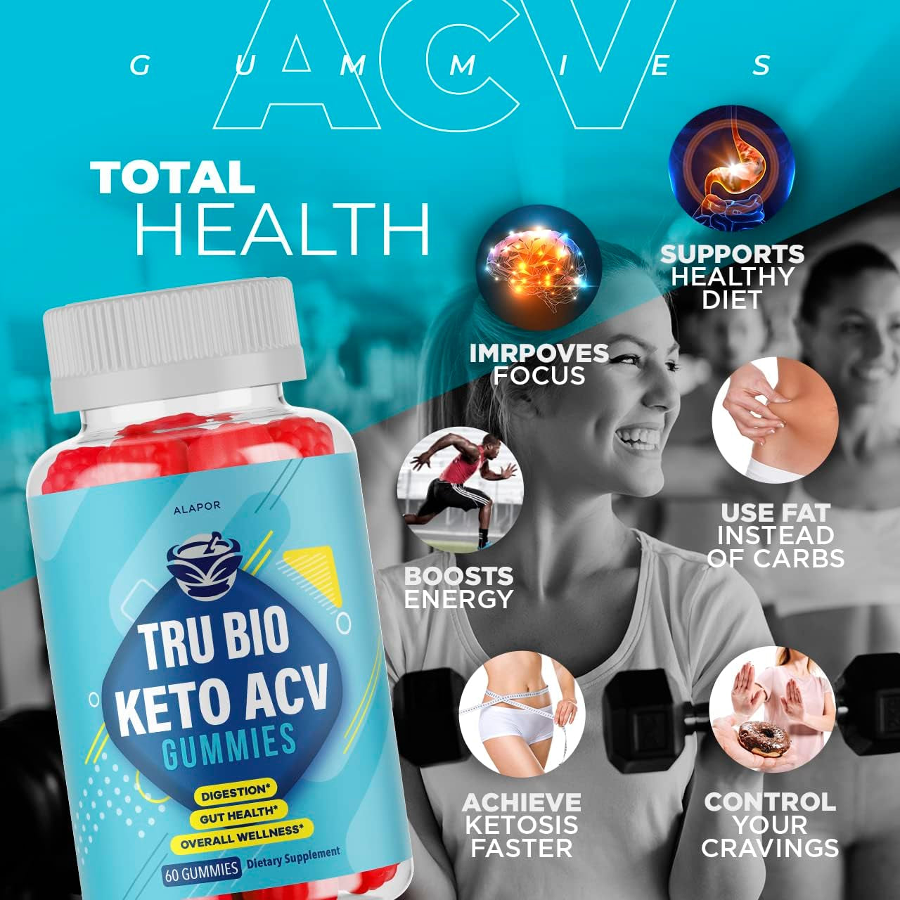 Trubio Keto ACV Gummies - New Advanced Formula Apple Tru Bio Gummys, Advanced Cider Truvio Gomitas Packs for Health, Vinegar Gomis, Ketotrubio Gummy S for 30 Days Supply