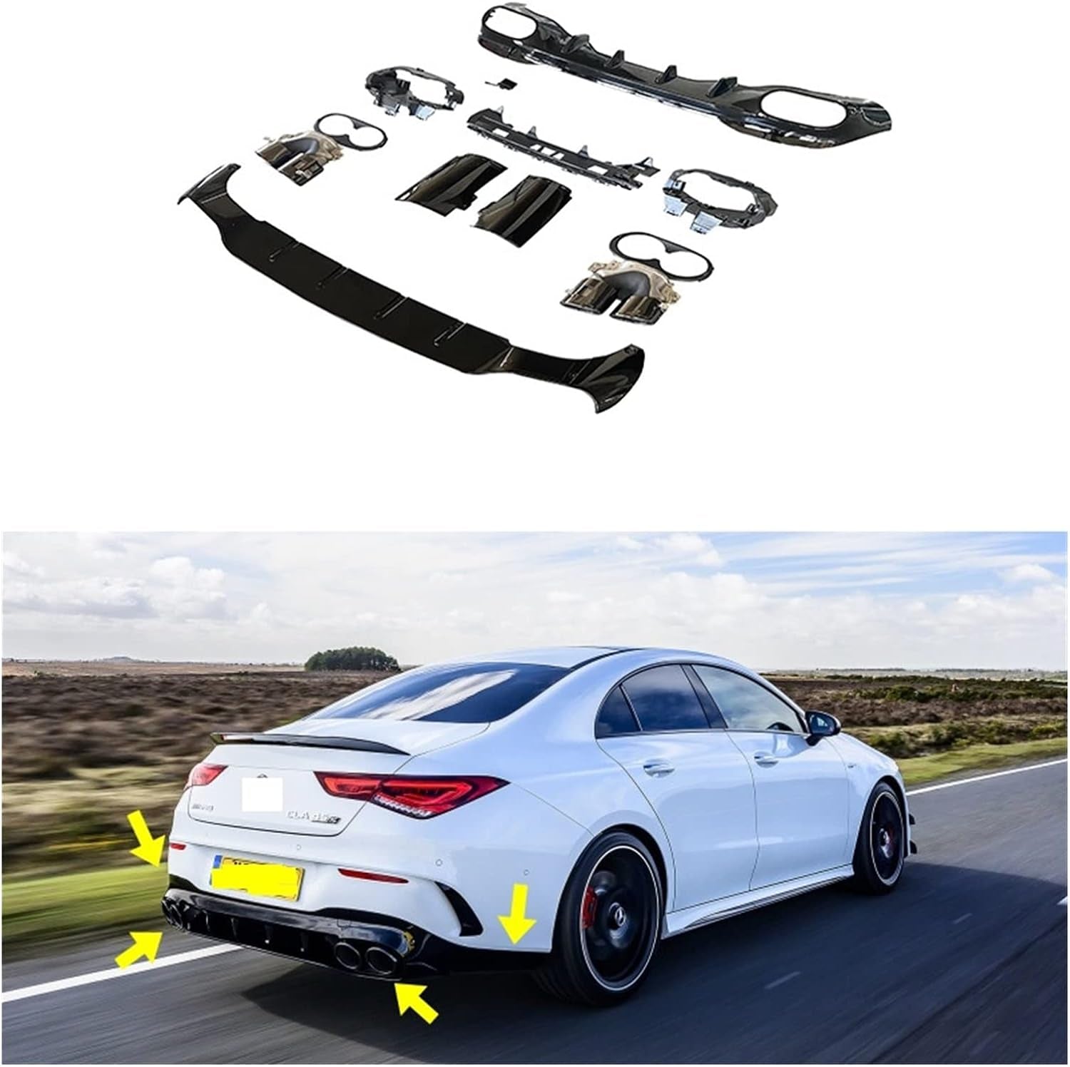 Uekinishi AMG CLA45 CLA35 Rear Diffuser Compatible with CLA W118 C118 Mercedes-Benz X118 CLA180 CLA200 CLA250 CLA35 CLA45 AMG 2020 2021 (Color : CLA35 Silver)