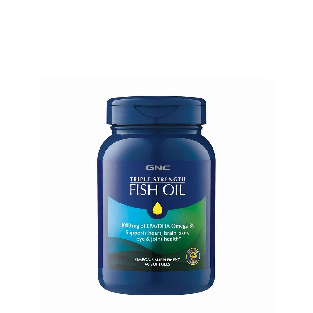 GNC Triple Strength Omega 3 Fish Oil 1000Mg, 60 Count, Supports Joint, Skin, Eye, and Heart Health