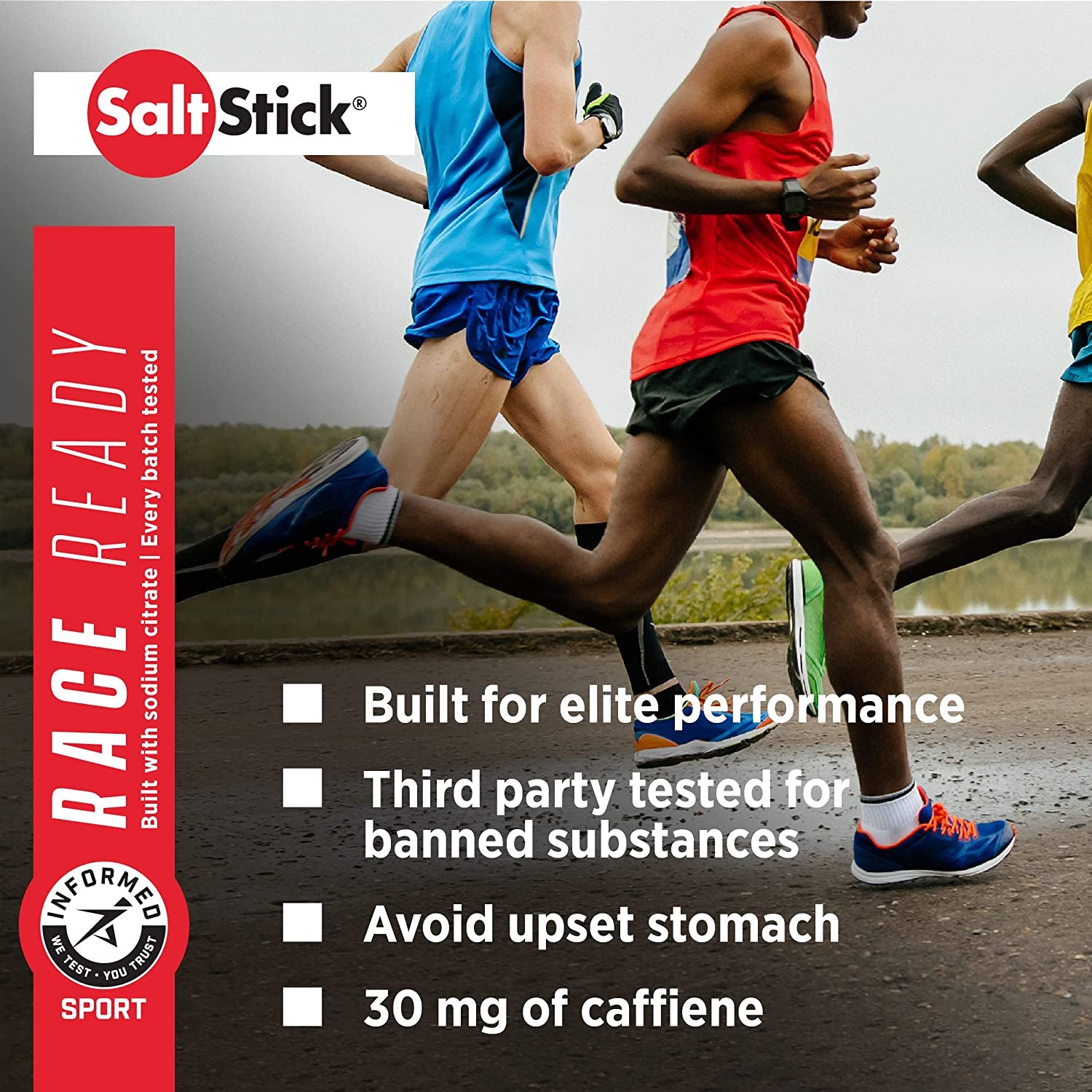 Saltstick Race Ready Electrolyte Capsules with Caffeine | 96 Capsules | Salt Pills for Running, Hydration, Helps Reduce Muscle Cramps | 24 Packets, 4 Capsules Each