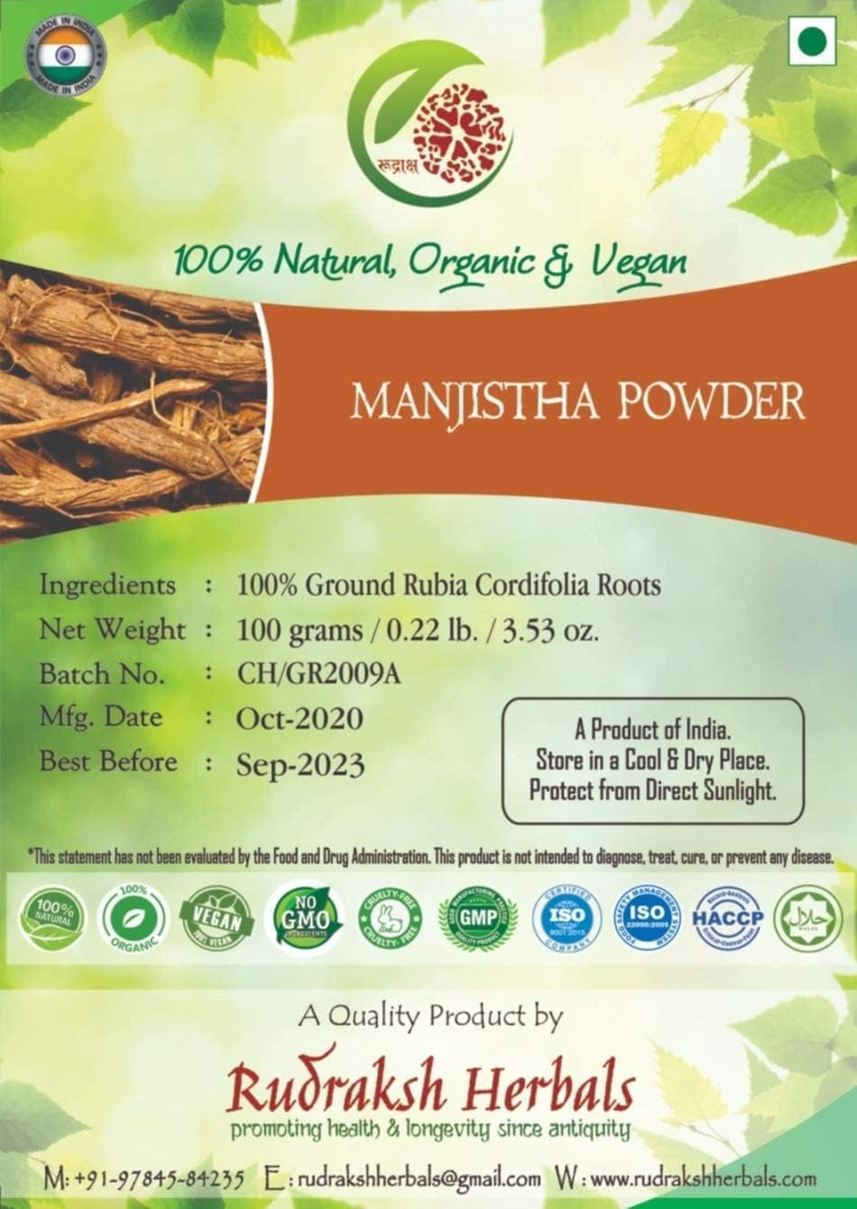 BETT Rudraksh Herbals Manjistha Powder-(100 Gm)