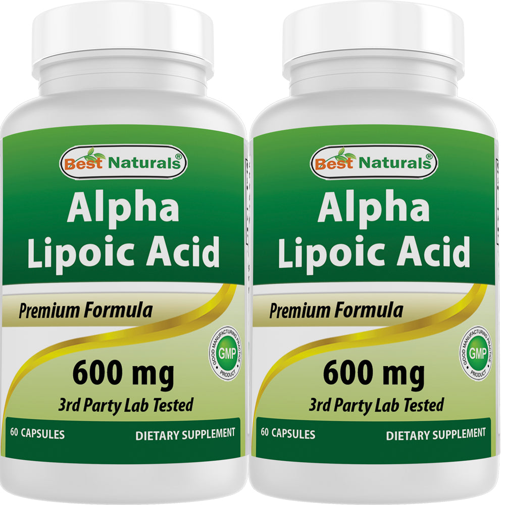 2 Pack Best Naturals Alpha Lipoic Acid 600 Mg 60 Capsules with Antioxidant