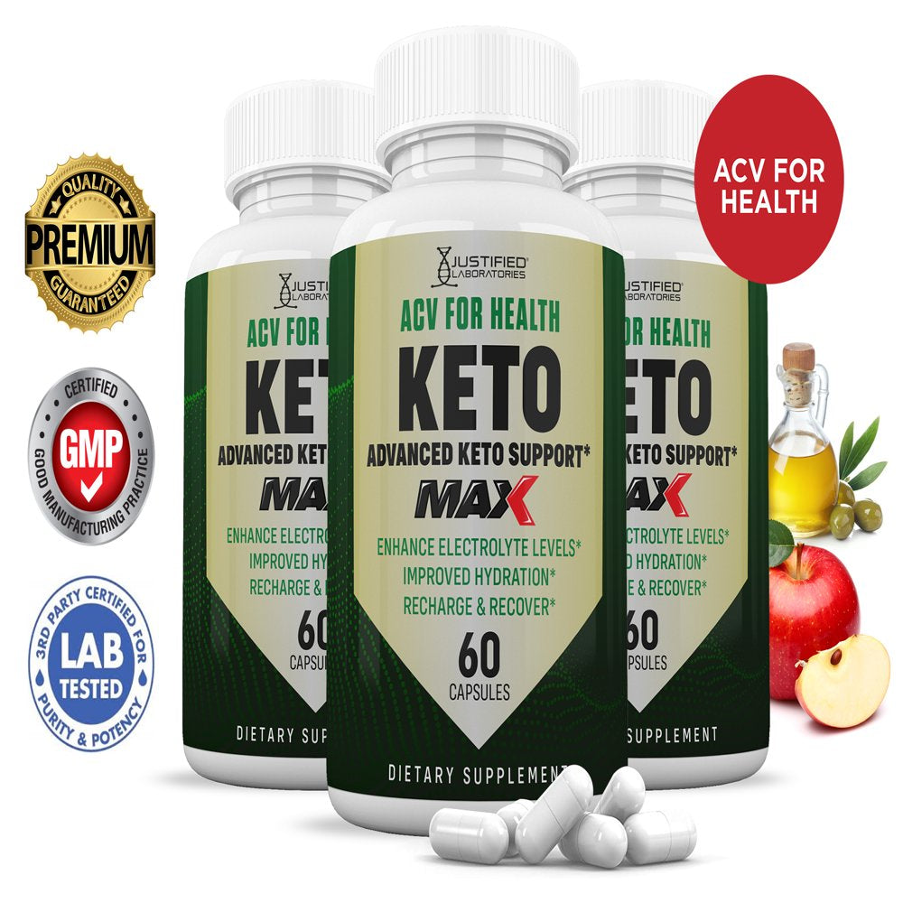 (3 Pack) ACV for Health Keto ACV MAX Pills 1675Mg Dietary Supplement 180 Capsules