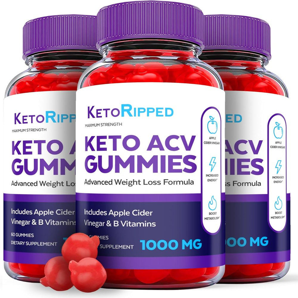 (3 Pack) Keto Ripped Keto ACV Gummies - Apple Cider Vinegar Supplement for Weight Loss - Energy & Focus Boosting Dietary Supplements for Weight Management & Metabolism - Fat Burn - 180 Gummies