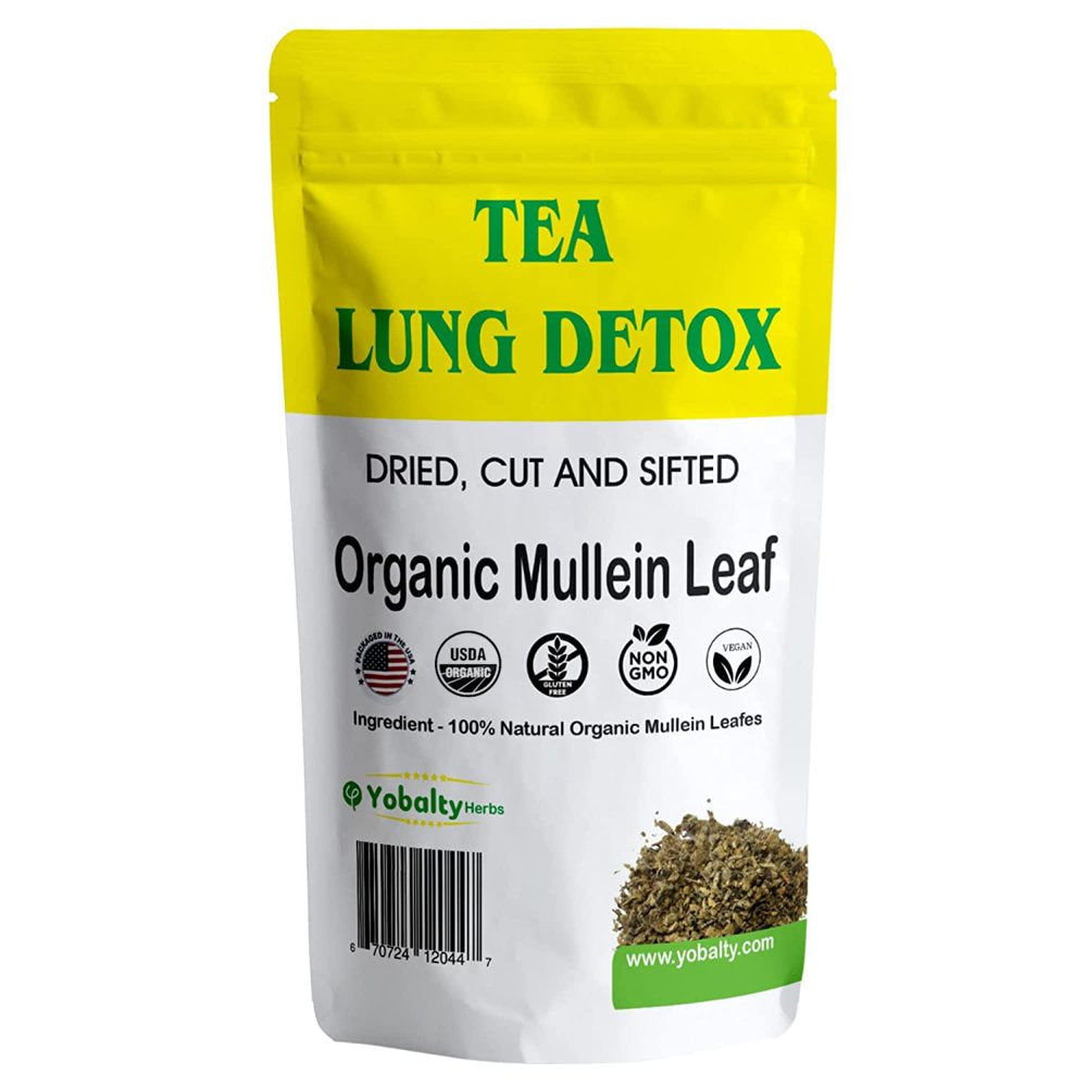 (2 Pack) Herb for Respiratory Support, Mucous Membranes, Lung Cleanse Mullein Dried Whole Flowers Lung Detox 8Oz Organic Mullein Leaf Tea Cleanse Your Airways, Dried Mullein Leaf for Lungs (2 Pack)