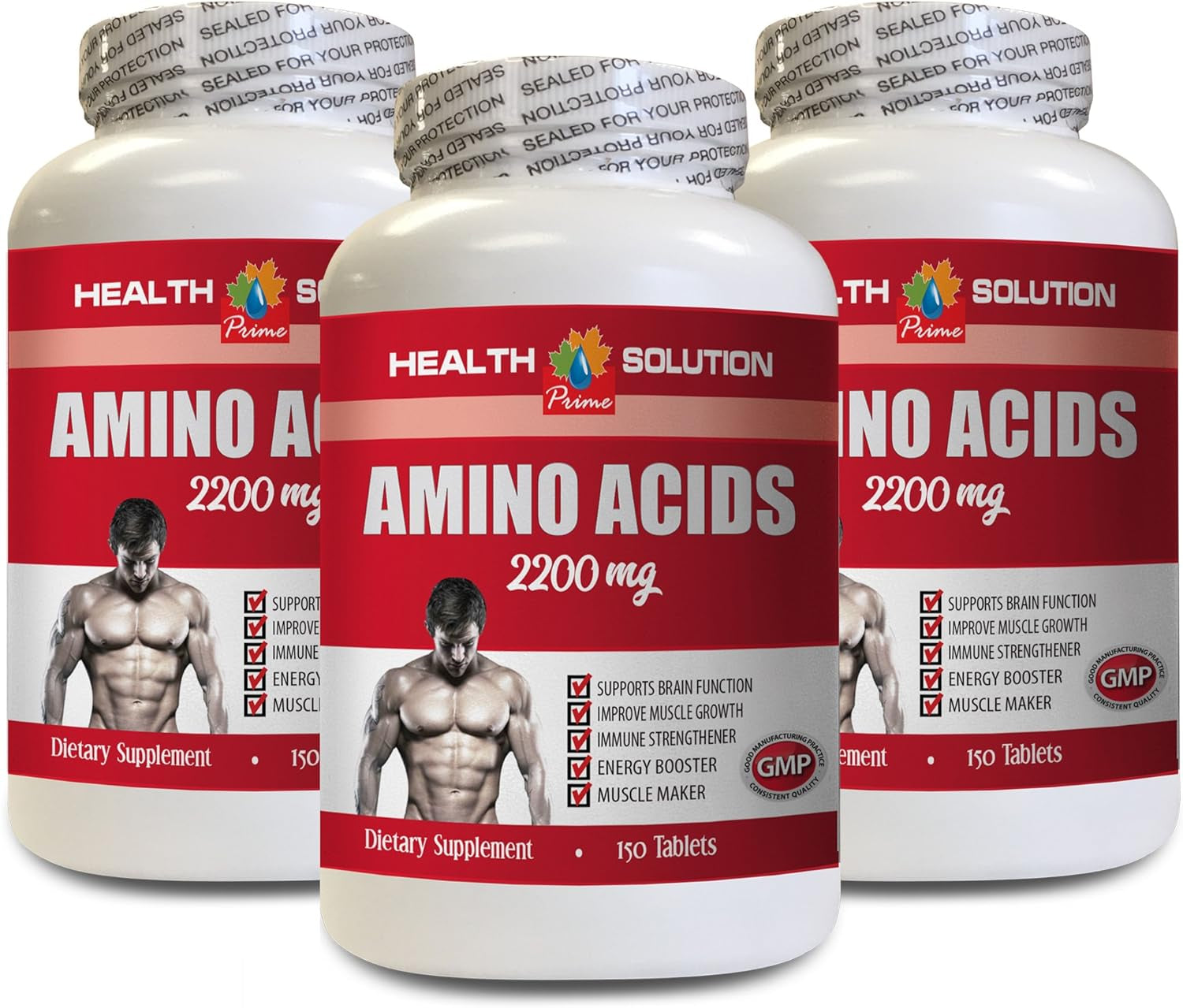 Workout Supplements for Men Pre Workout - Amino ACIDS 2200 MG, Pre Workout, Post Workout Muscle Recovery Energy - L-Lysine and L-Arginine, 3 Bottles (450 Tablets)