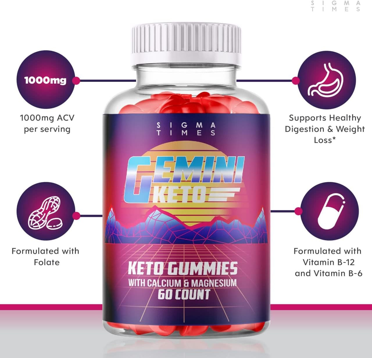 (3 Pack) Gemini Ketosis Gummies, Gemini Ketosis, Ketosis Gummies, Gemini Ketosis ACV Gummies, ACV Ketosis Gummies (180 Gummies)