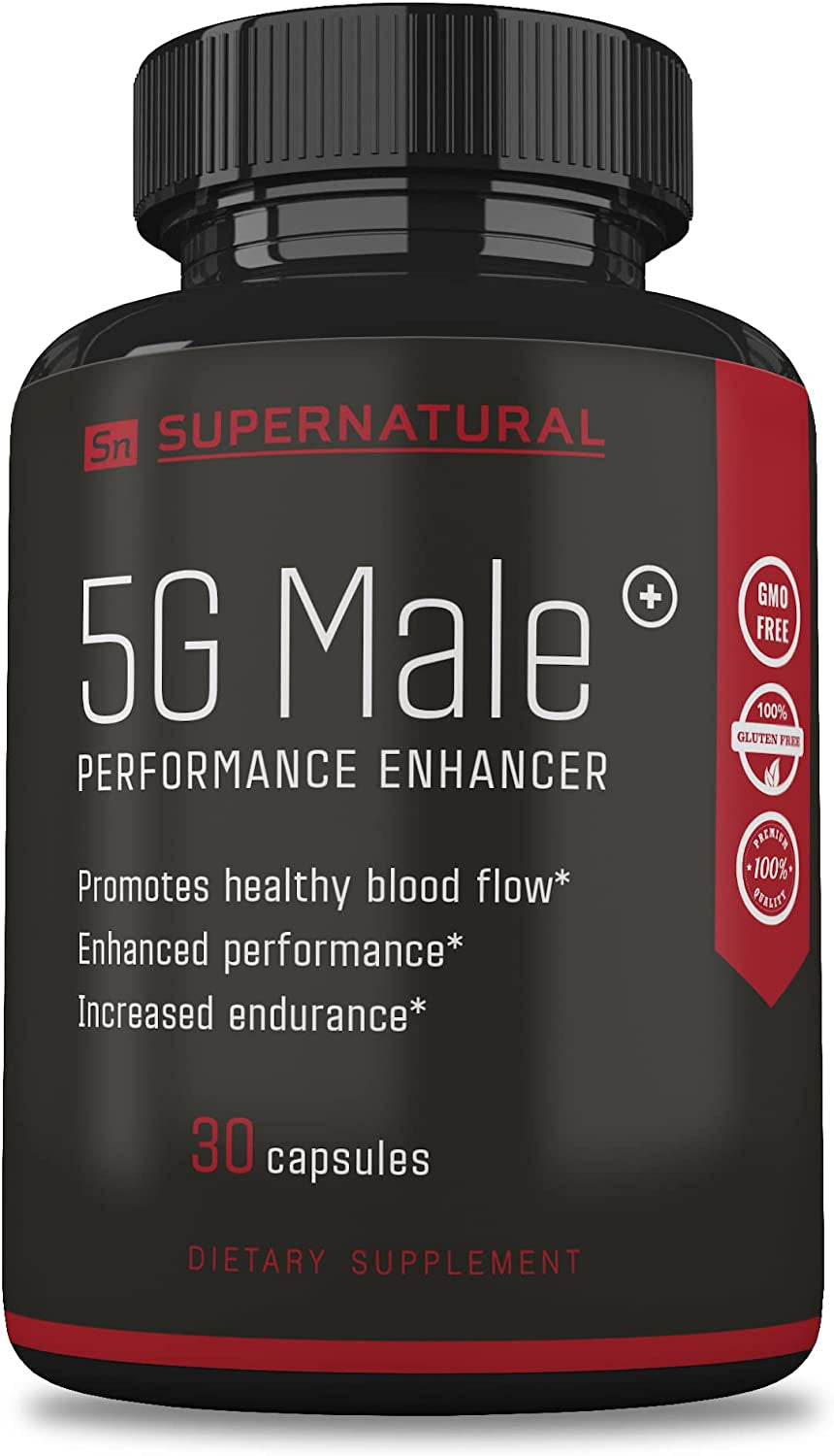 Supernatural Man 5G Male Natural T Booster Enhancing Supplement for Blood Flow, Stamina, Strength & Endurance - Ginseng, Garlic, Ginkgo, Ginger Root, Vitamin D Supports Healthy Males - 90 Capsules