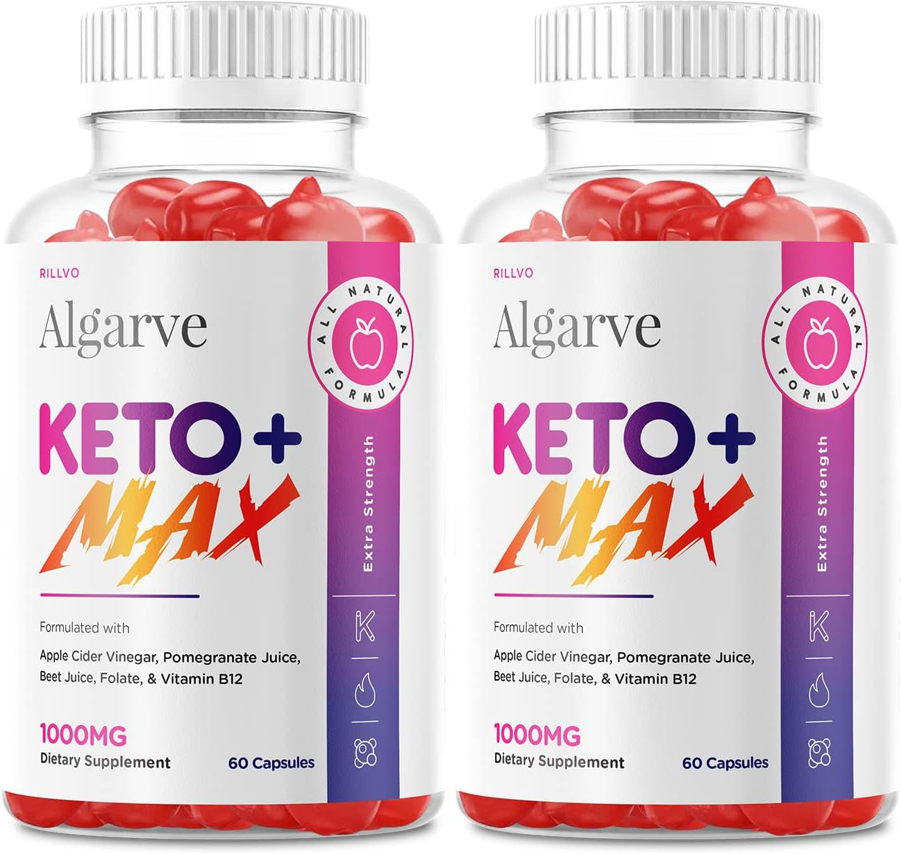 (2 Pack) Algarve Max Keto ACV Gummies - Advanced Formula Algarve Max Keto Apple Cider Vinegar Gummies (120 Gummies)