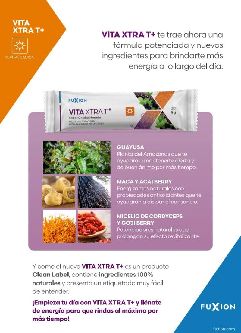 Fuxion Health Care for Bodybuilding-Fuxion Vita Xtra T, Natural Occurred Caffeine Energy Drink, All Natural Herbs&Fruits for Natural Energy (Vita Xtra T, 28 Sticks)