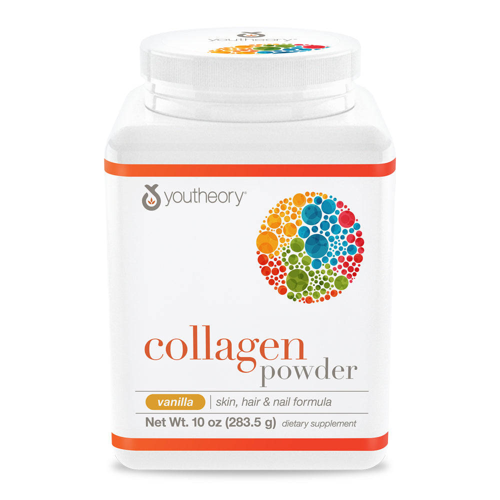 Youtheory Collagen Powder with Vitamin C and Biotin, Vanilla, 10 Oz