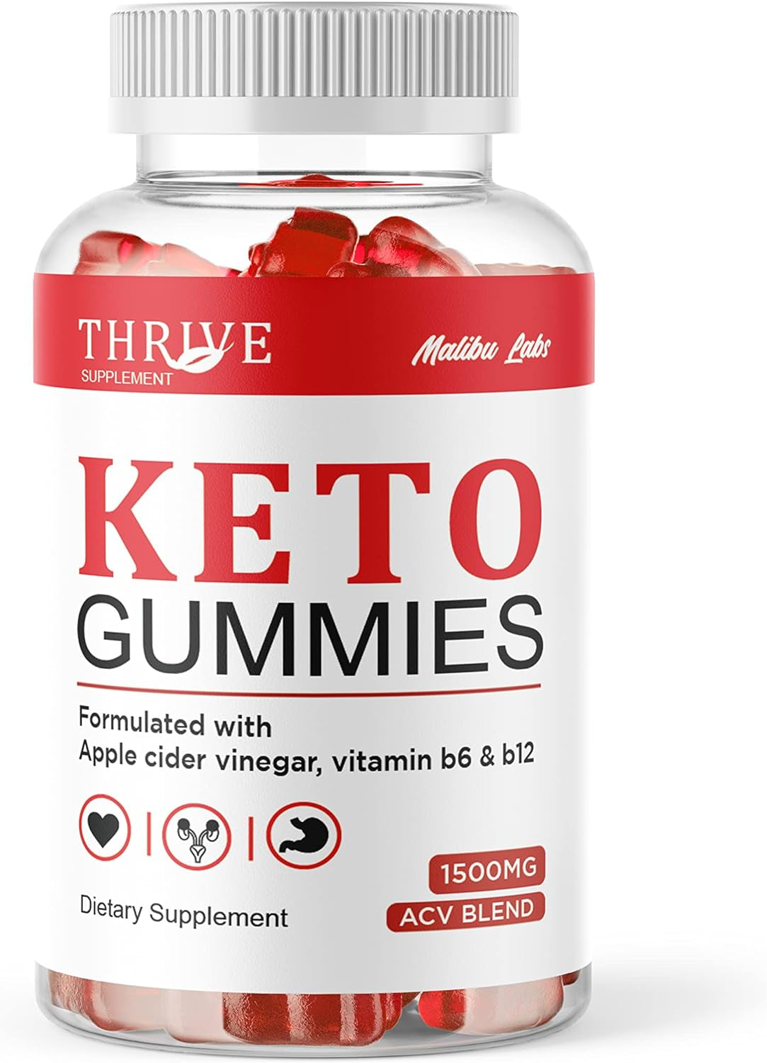 Thrive Keto ACV Gummies, Apple Cider Vinegar Ketosis, New Strong Time Released Formula, 1500Mg Once a Day, plus Ketogenic Support Supplement, Ketos Shark Gummy, (1 Pack) 30 Day Supply Tank