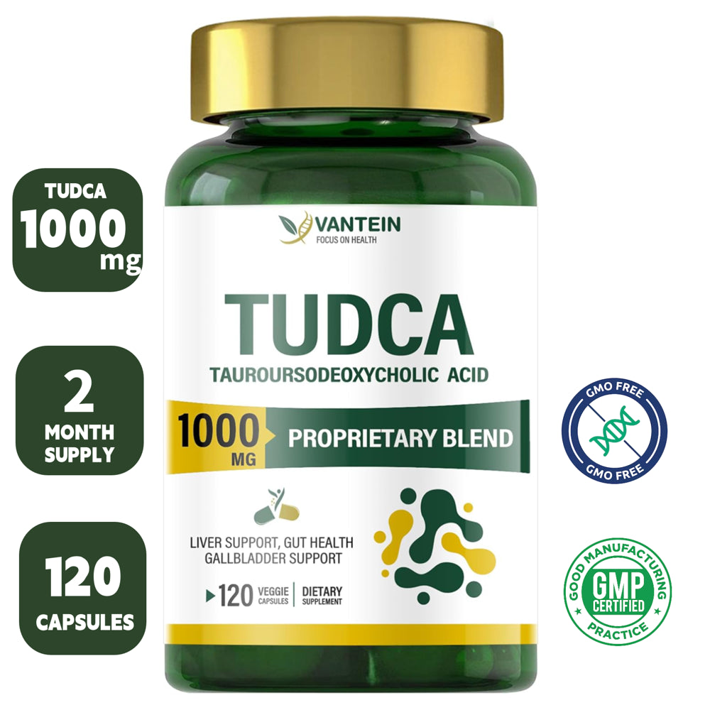 Vantein TUDCA Supplements 1000Mg, 120 Capsules TUDCA Liver Supplement for Liver Cleanse Detox and Repair, Promotes Digestive Health and Eye Health, 60 Days Supply