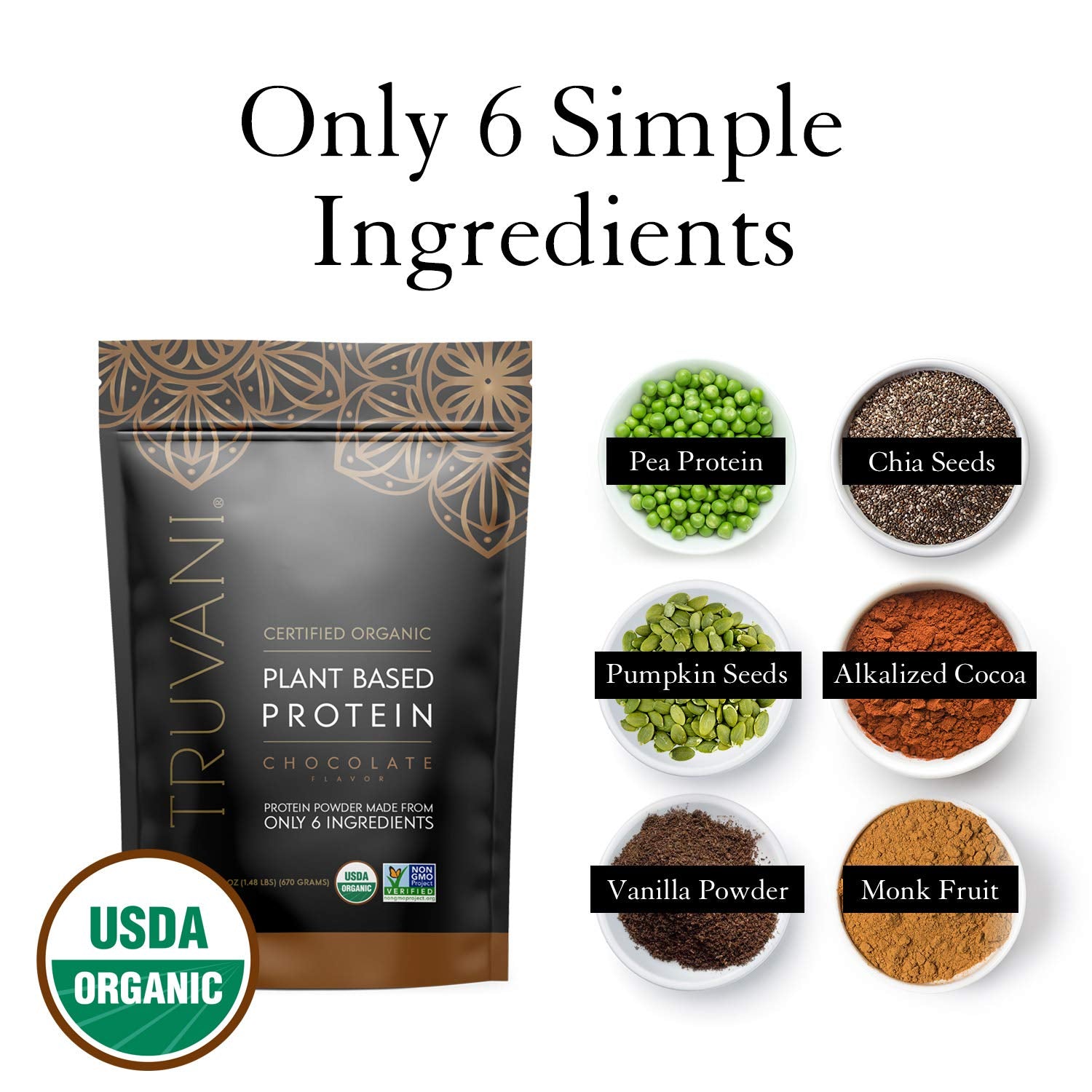 Truvani Plant Based Protein Powder - USDA Certified Organic, Vegan, Non-Gmo, Dairy Free, Soy Free, & Gluten Free - 2 Packs of 20 Servings Each (Chocolate & Vanilla)