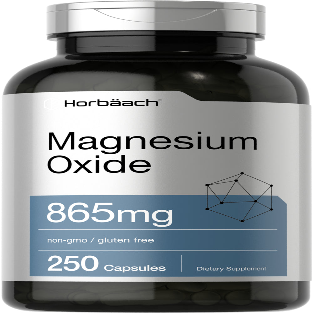 Magnesium Oxide | 865 Mg | 250 Capsules | by Horbaach