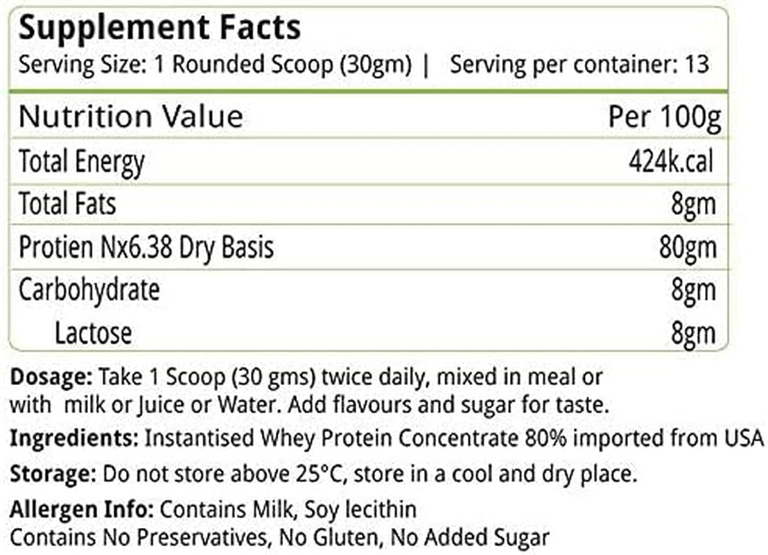 Pexal Natures Velvet Lifecare, NVPRO, 100% Whey Protein, 400Gms, Natural and Vegetarian - Pack of 1