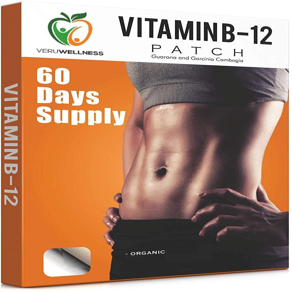 Veru Wellness Vitamin B12 Patch for Energy Boost - 60 Day Supply Vitamin B12 Patches - Transdermal B12 Self Adhesive B12 Patches - B12 Patches with 10 Hours Use per Patch