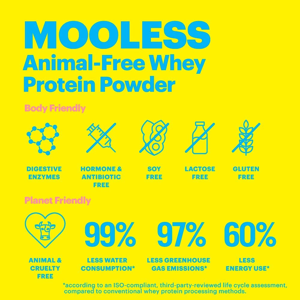 Natreve MOOLESS Animal Free Whey Protein Powder - 20G Lactose Free, Protein Powder with Amino Acids - Vanilla Bean Cupcake, 10 Servings