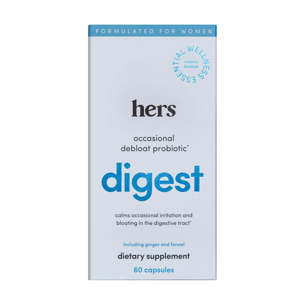 Hers Digest Debloat Probiotic Supplement for Women, Digestion Support, 60 Count