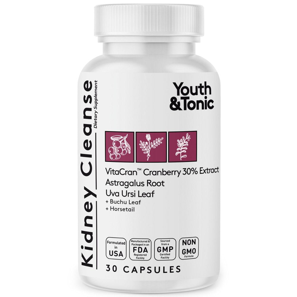 Youth & Tonic Kidney Cleanse with Cranberry Extract and Astragalus Root for Kidney Health