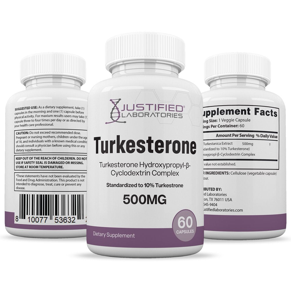 Turkesterone 500Mg 10% Standardized Testosterone Booster Naturally Increase Stamina Endurance Strength 60 Capsules