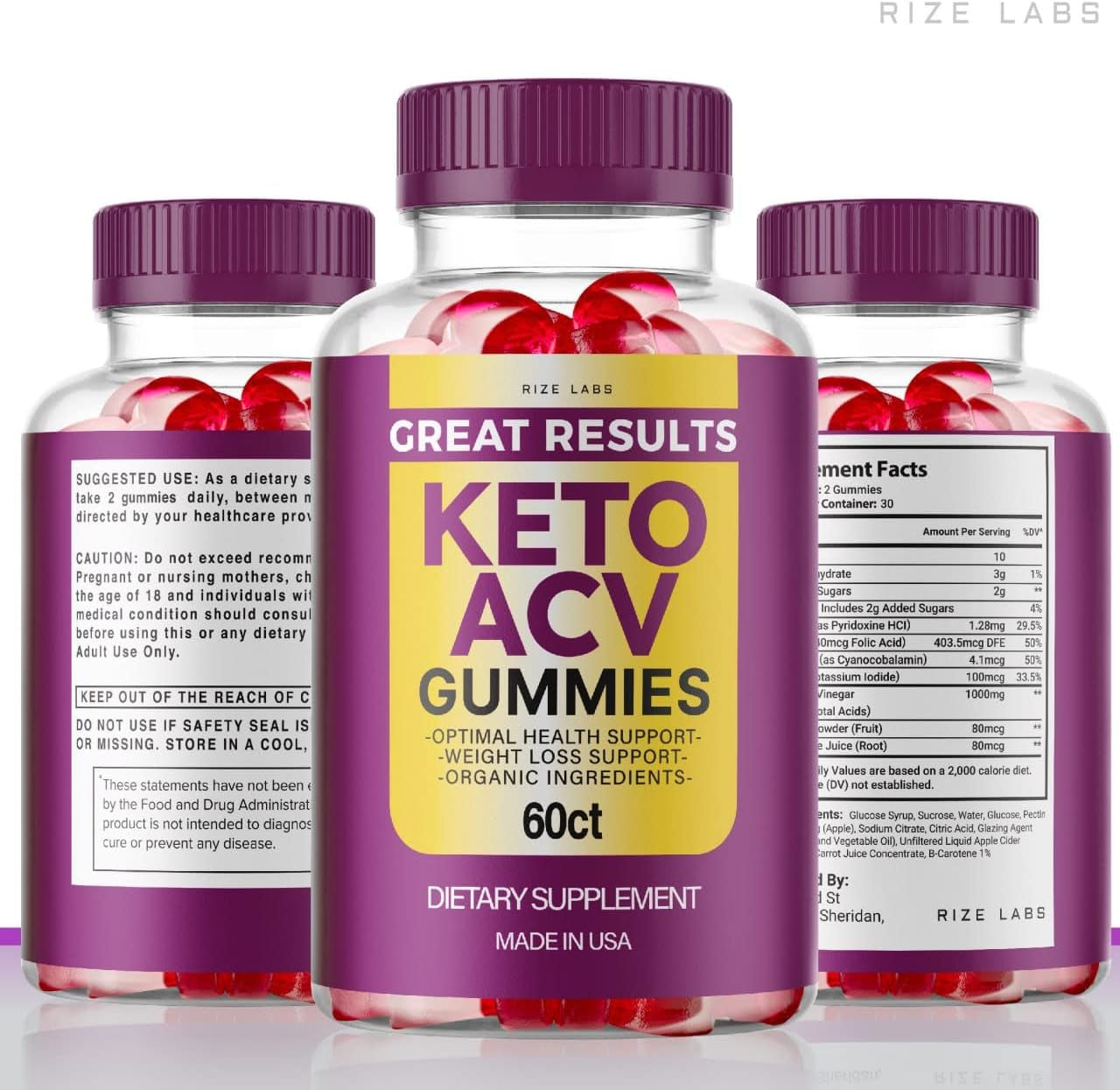 (2 Pack) Great Results Keto ACV Gummies Great Results Apple Cider Vinegar Advanced Gummies (120 Gummies)