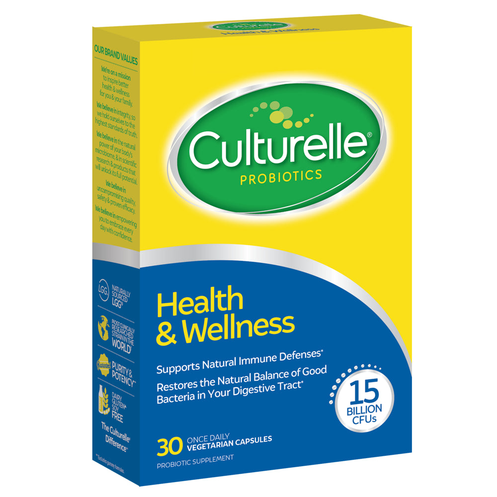 Culturelle Health & Wellness Daily Probiotic Supplement for Men & Women, Helps Support Your Immune System, Occasional Diarrhea, Bloating, 15 Billion Cfus, Non-Gmo, 30 Count