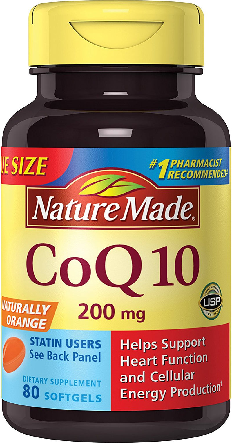 "Coq10 200 Mg, Naturally Orange,Value Size, 80-Count, Antioxidant That Helps Maintain Heart Health by Nature Made from USA"