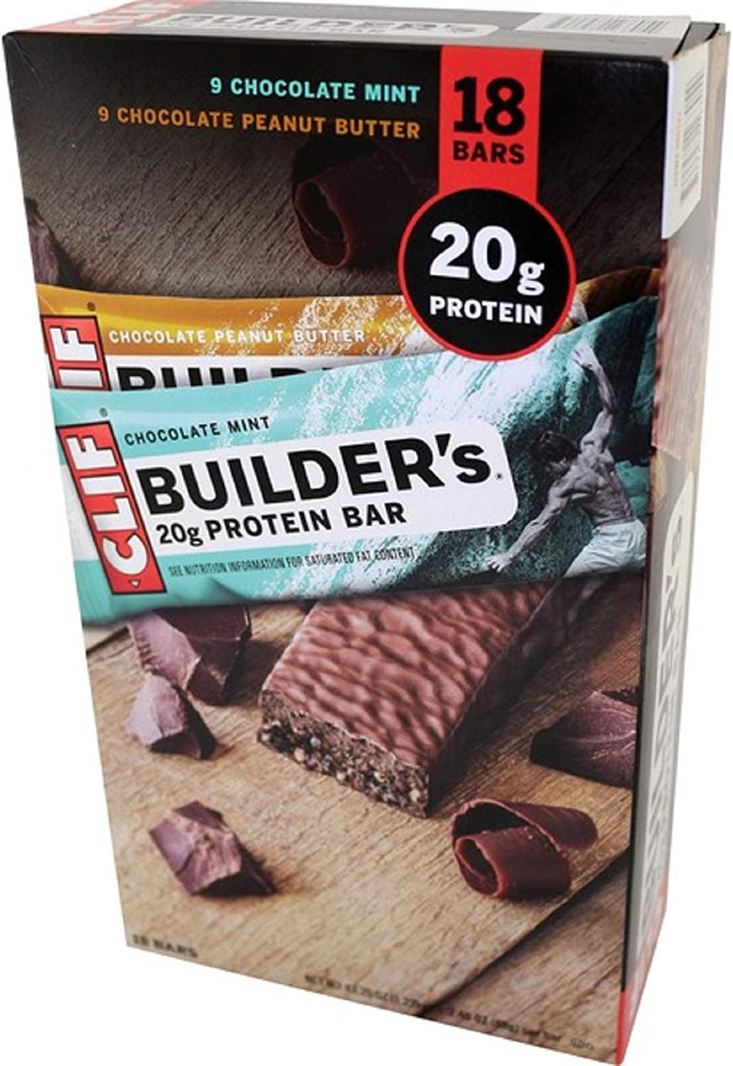 2 Set- Clif Builder’S Protein Bars Variety 9 Pack Mint & 9 Peanut Butter