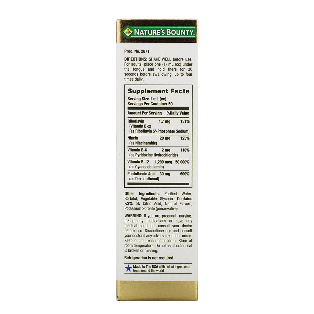 Nature'S Bounty Vitamin B Complex Sublingual Liquid 2 Oz (Pack of 4)