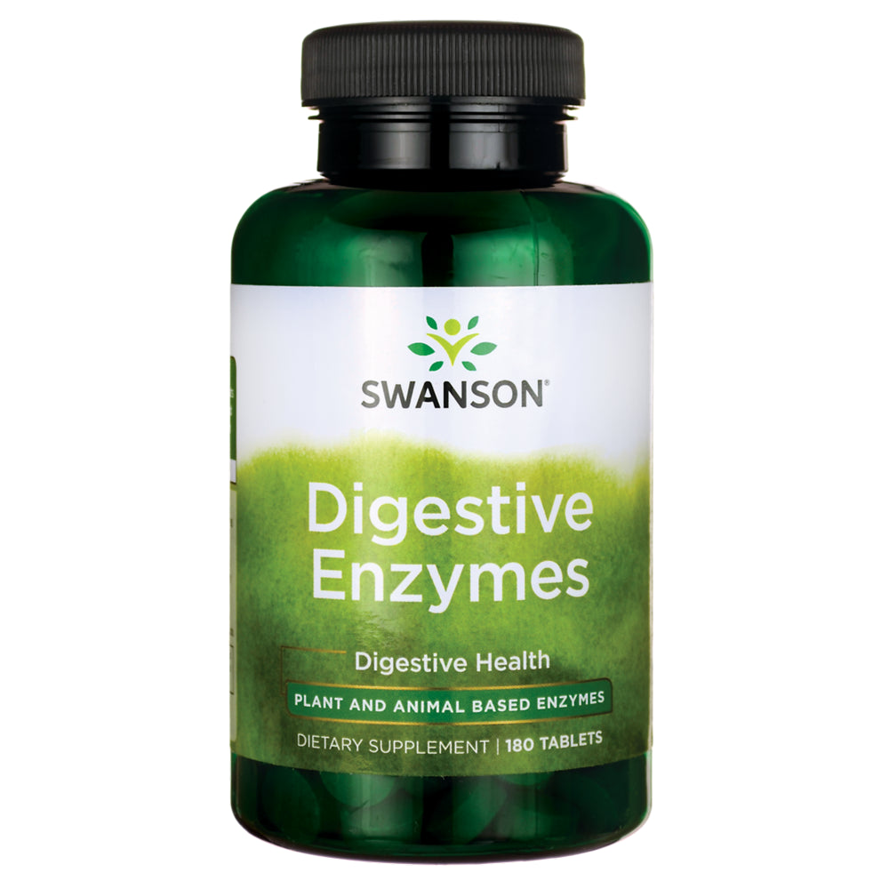 Swanson Digestive Enzymes - Promotes Digestive Health Support - Aids Healthy Digestion of Carbs, Proteins, and Fats - (180 Tablets)