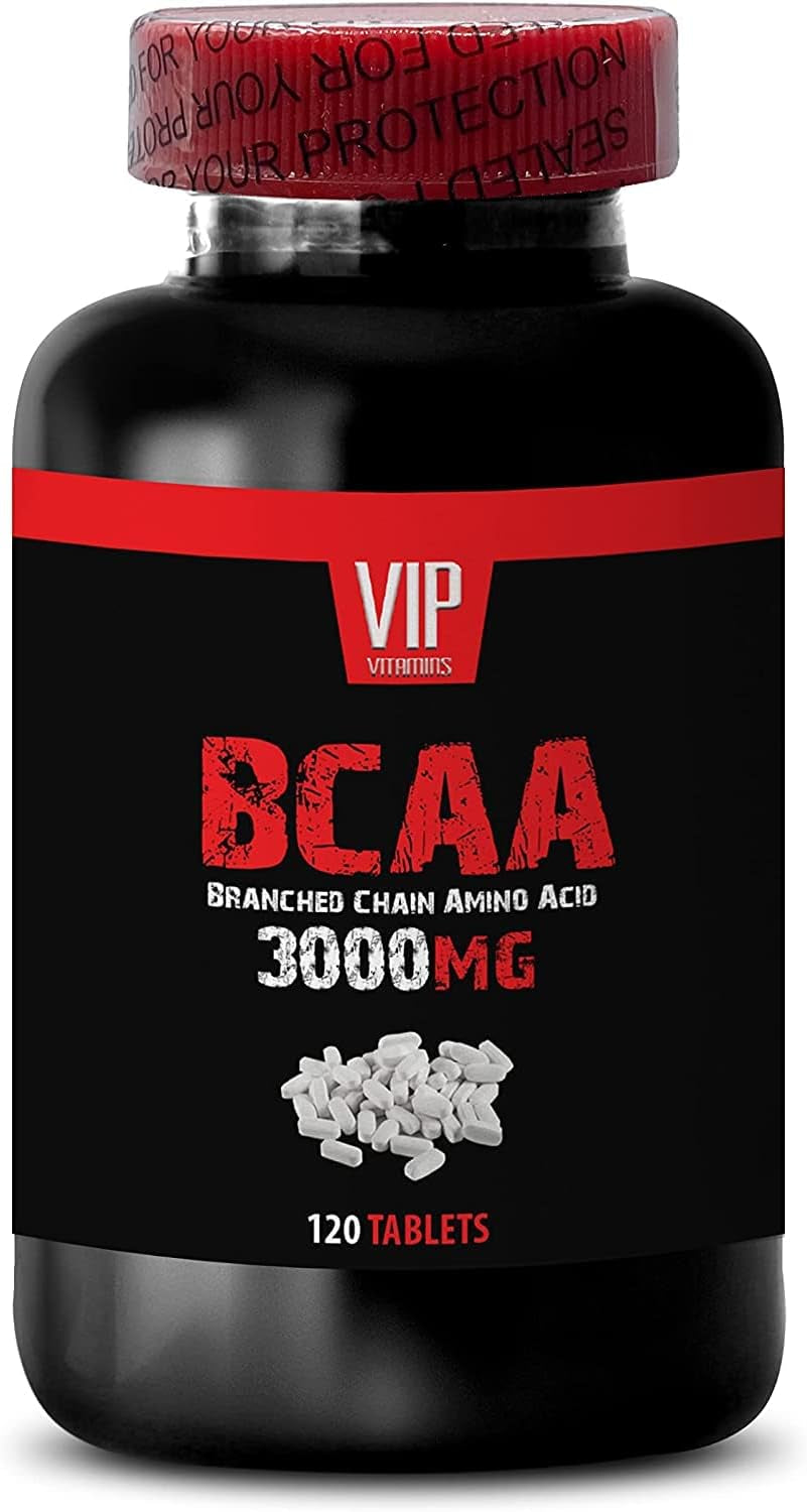 VIP Supplements Workout Pills for Men and Women - BCAA 3000 MG - BRANCHED Chain Amino Acid - Leucine Isoleucine and Valine, 1 Bottle (120 Tablets)