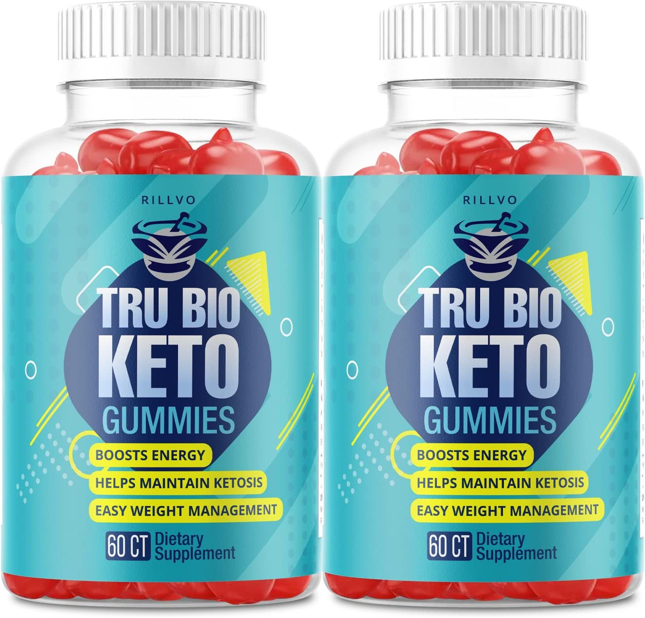 Rillvo (2 Pack) Trubio Keto ACV Gummies - Advanced Formula Tru Bio Keto Gummies (120 Gummies)