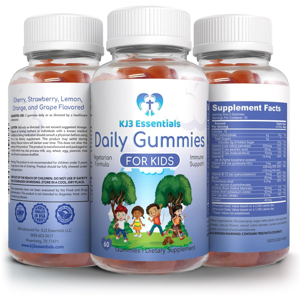 KIDLIFE by KJ3 Essentials Daily Gummies-Vitamins for Kids 90 Count BOOST IMMUNITY – MULTIVITAMINS for VITAMIN A, C, D, E & B-6 – EASY to ADMINISTER – VEGETARIAN – GLUTEN-FREE – HALAL & GMP CERTIFIED