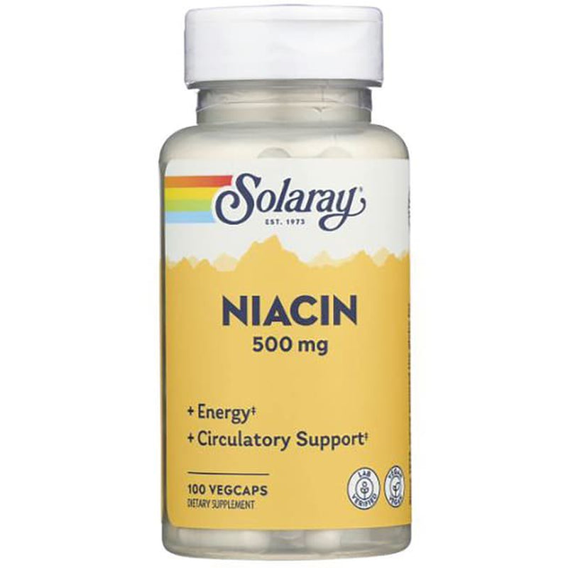 Solaray Niacin 500 Mg, Vitamin B3 | Skin Health, Cardiovascular, Nervous System & Circulation Support | 100Ct