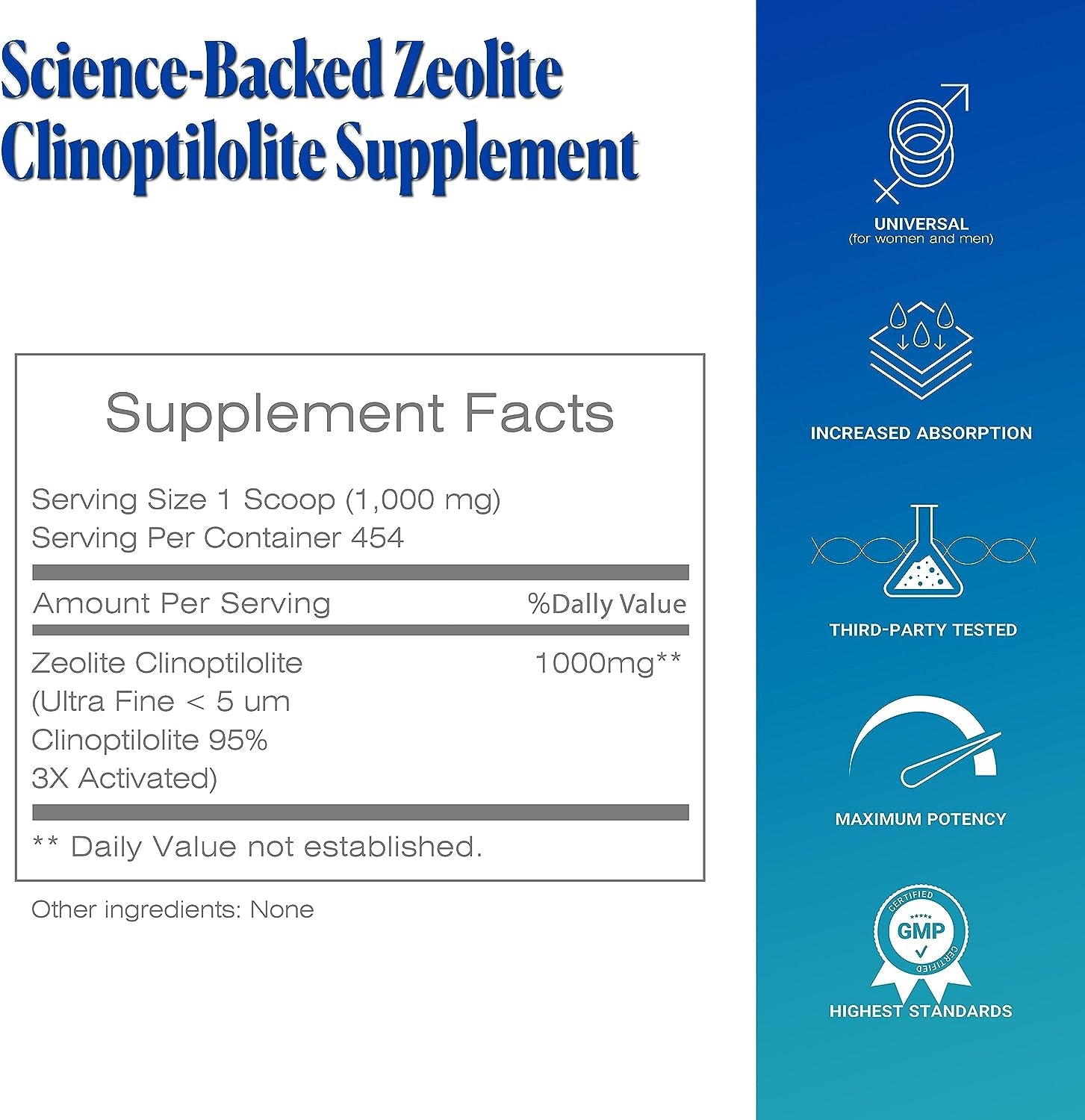 TODICAMP Zeolite Powder Sorbolit 16Oz - Ultra FINE 1-2 Μm Activated 95% Zeolite Clinoptilolite Powder 454G - Zeolite Powder Supplement (454 Days Supply)